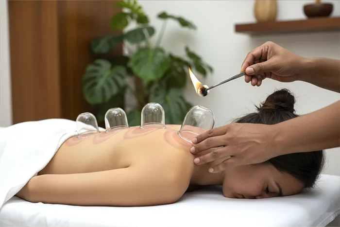 Fire cupping therapy session